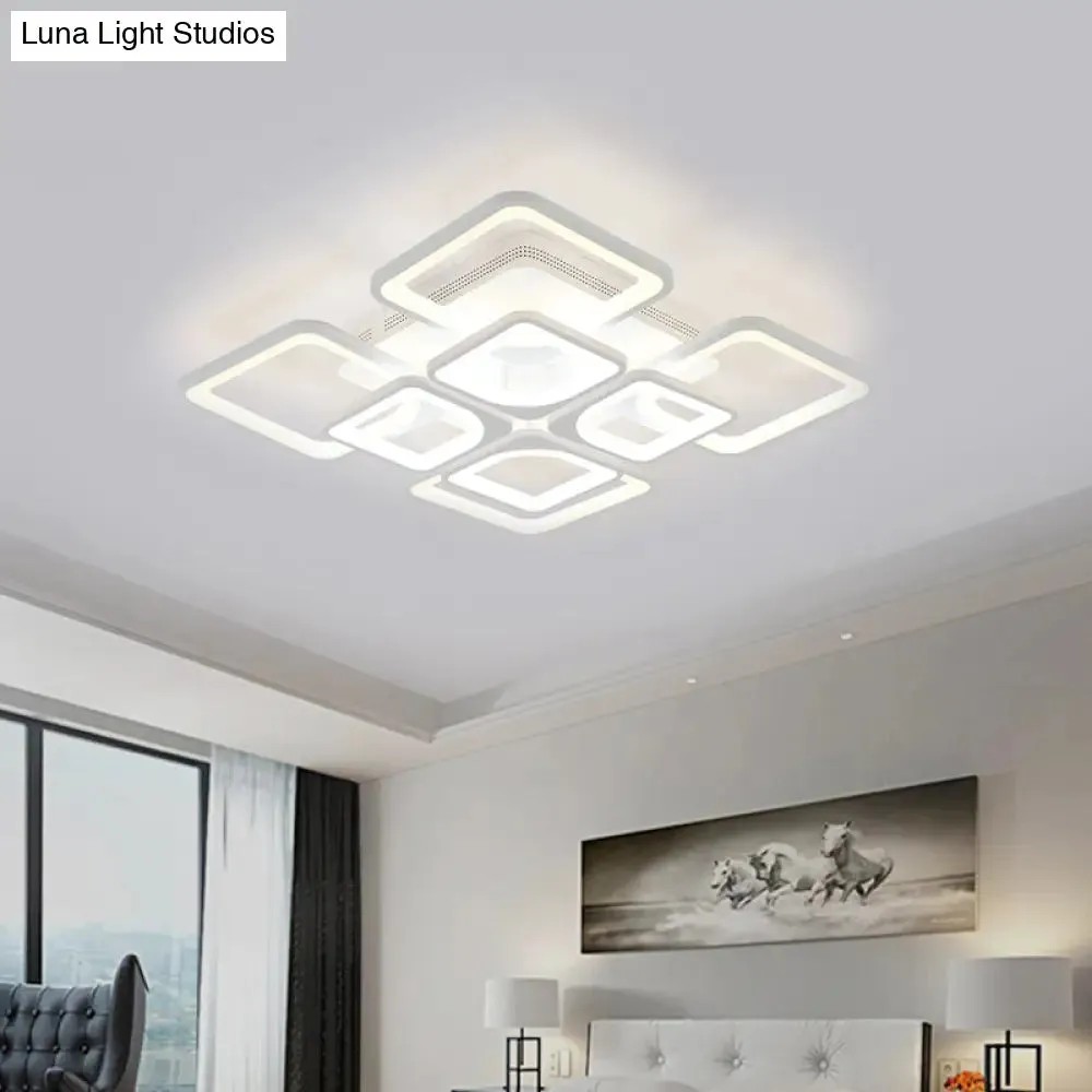 23.5"/27" LED Bedroom Ceiling Light Semi Flush Mount Fixture with Acrylic Shade in Warm/White Light