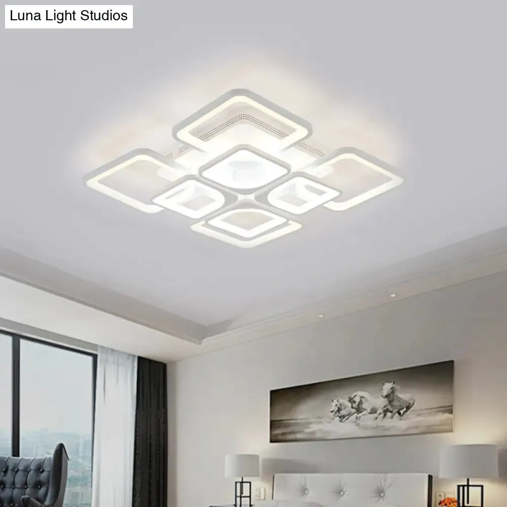 23.5"/27" LED Bedroom Ceiling Light Semi Flush Mount Fixture with Acrylic Shade in Warm/White Light