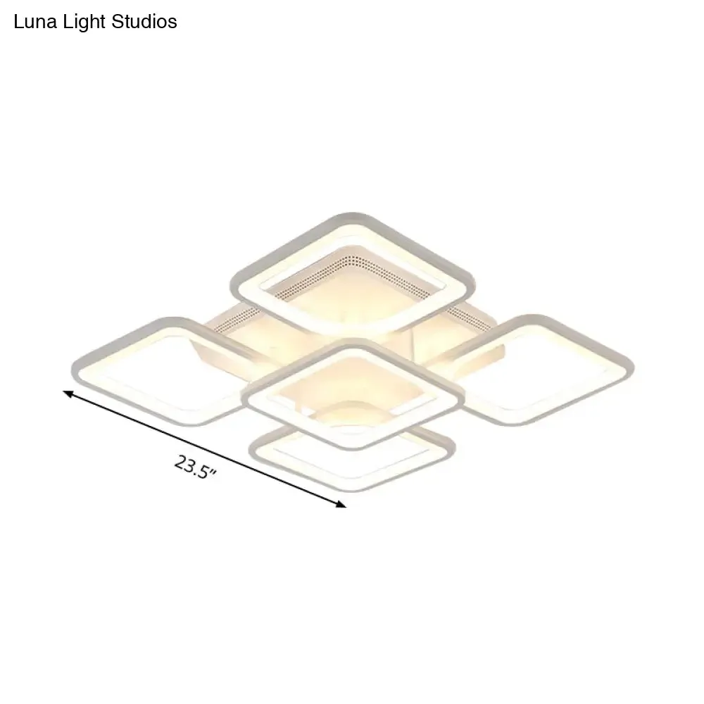 23.5"/27" LED Bedroom Ceiling Light Semi Flush Mount Fixture with Acrylic Shade in Warm/White Light