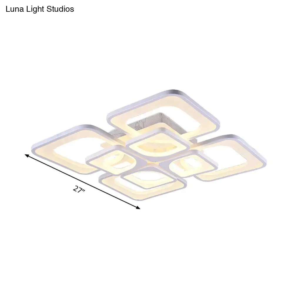 23.5"/27" LED Bedroom Ceiling Light Semi Flush Mount Fixture with Acrylic Shade in Warm/White Light