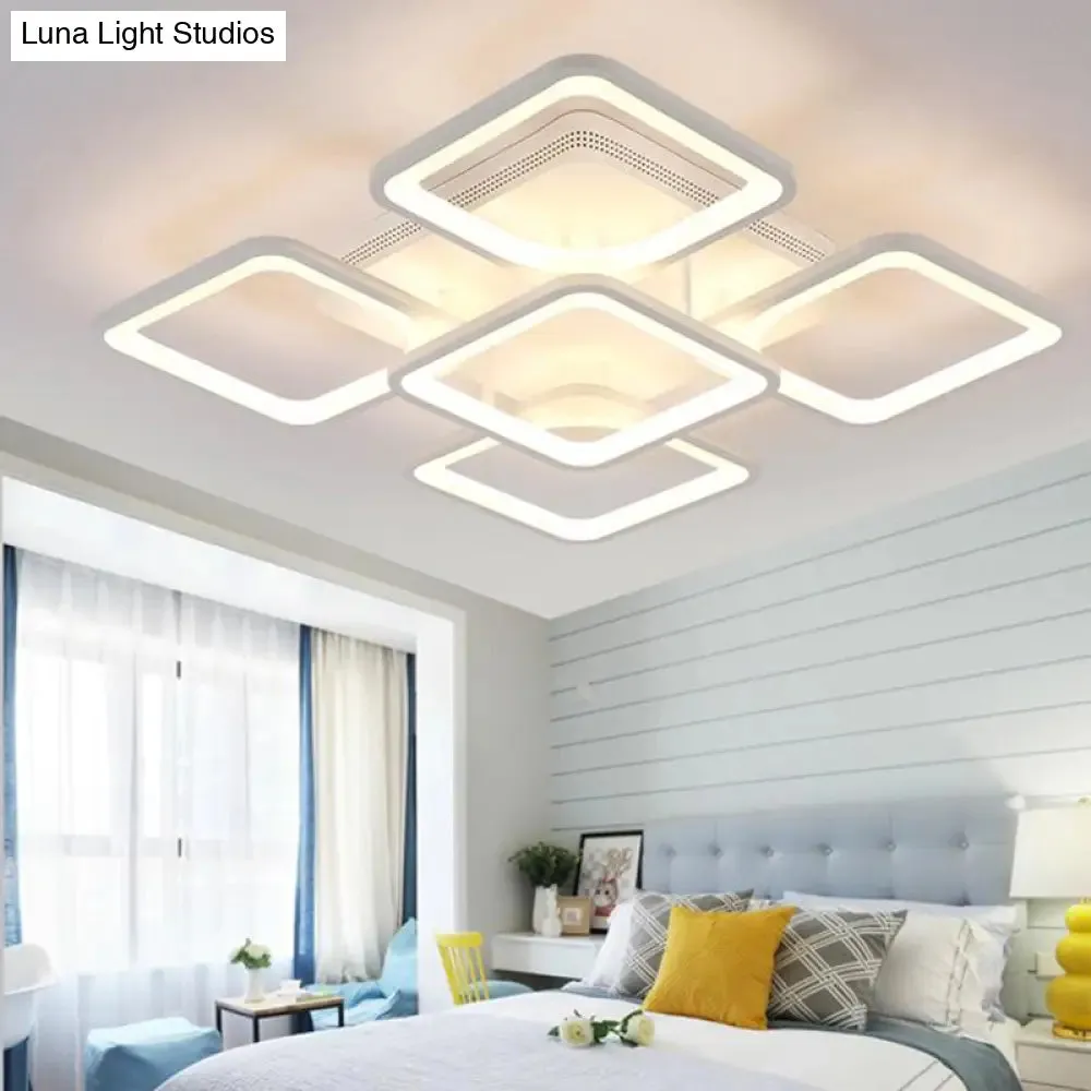 23.5"/27" LED Bedroom Ceiling Light Semi Flush Mount Fixture with Acrylic Shade in Warm/White Light