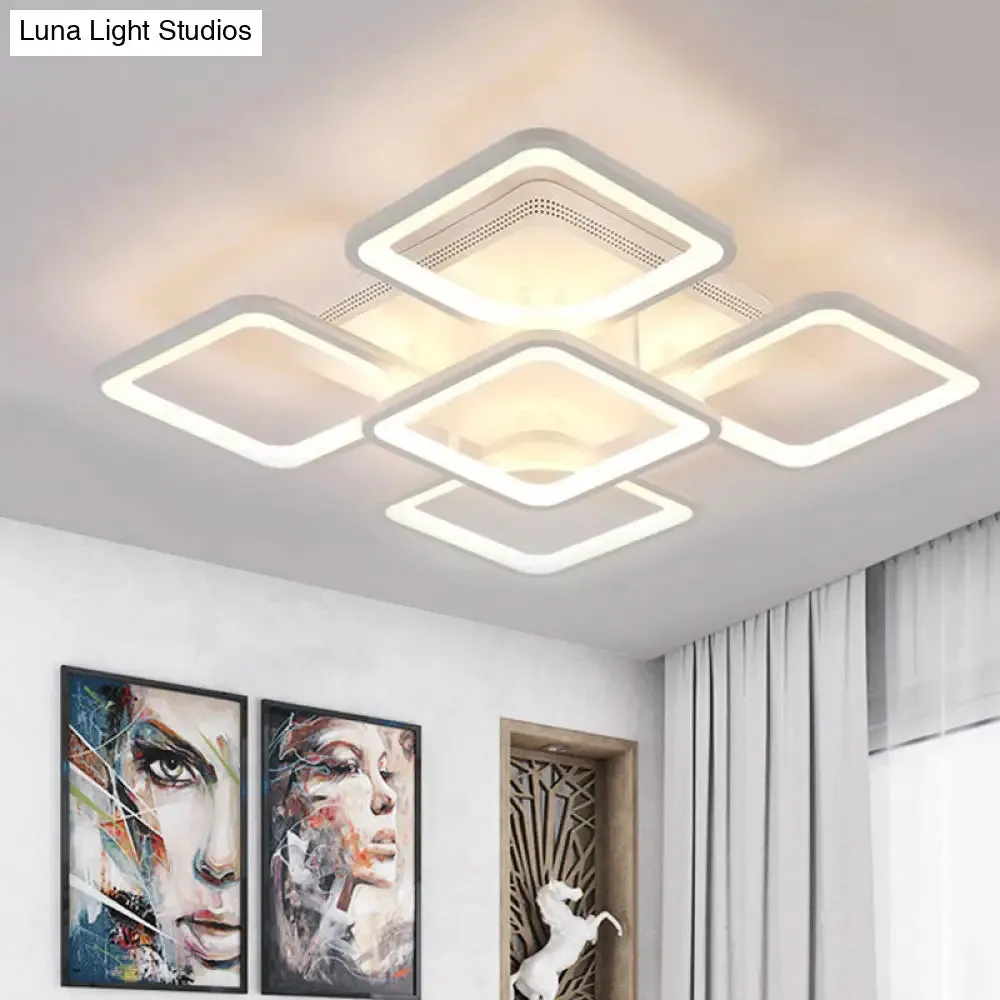 23.5"/27" LED Bedroom Ceiling Light Semi Flush Mount Fixture with Acrylic Shade in Warm/White Light