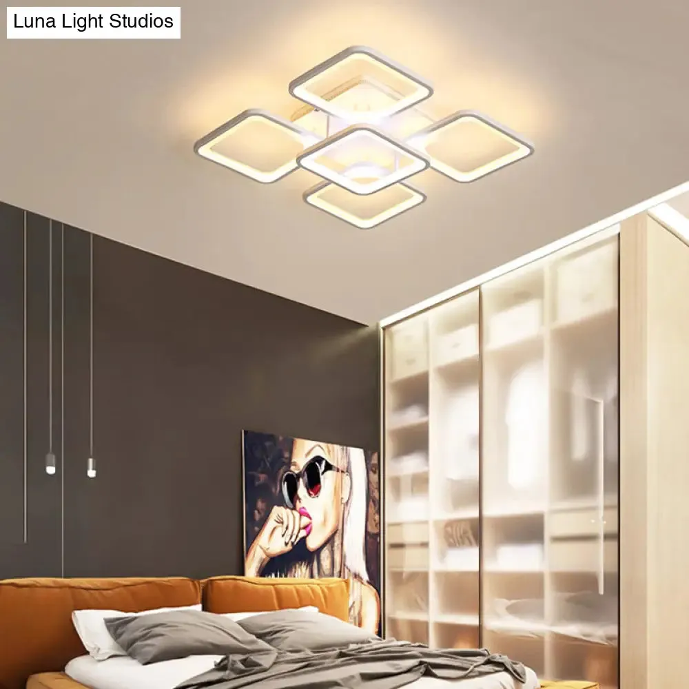 23.5"/27" LED Bedroom Ceiling Light Semi Flush Mount Fixture with Acrylic Shade in Warm/White Light