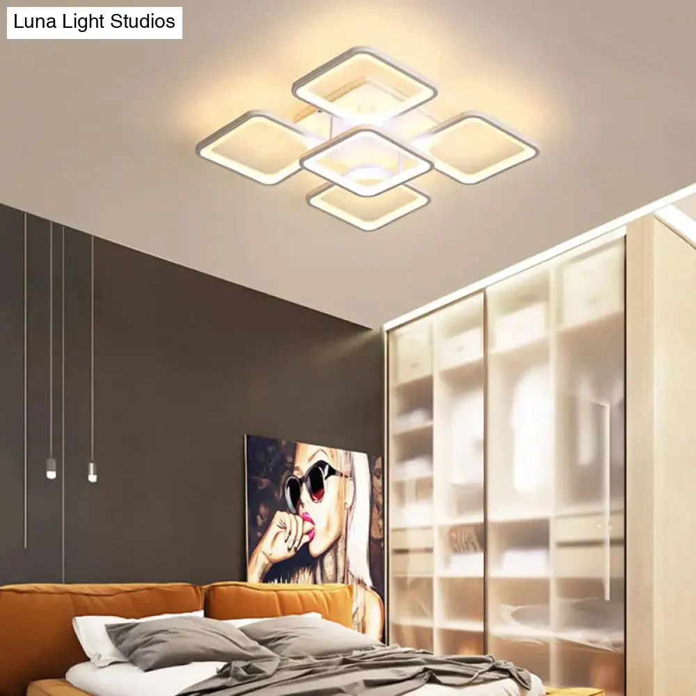 23.5"/27" LED Bedroom Ceiling Light Semi Flush Mount Fixture with Acrylic Shade in Warm/White Light