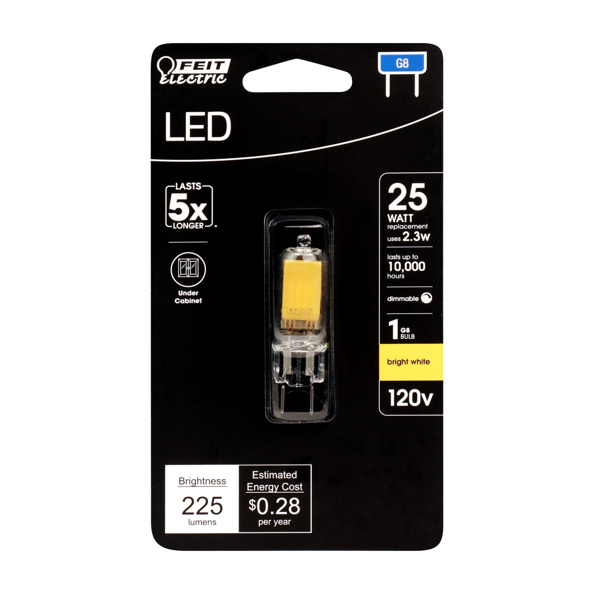 2.3W (25W Replacement) Bright White (3000K) G8 Base T4 Dimmable Specialty LED