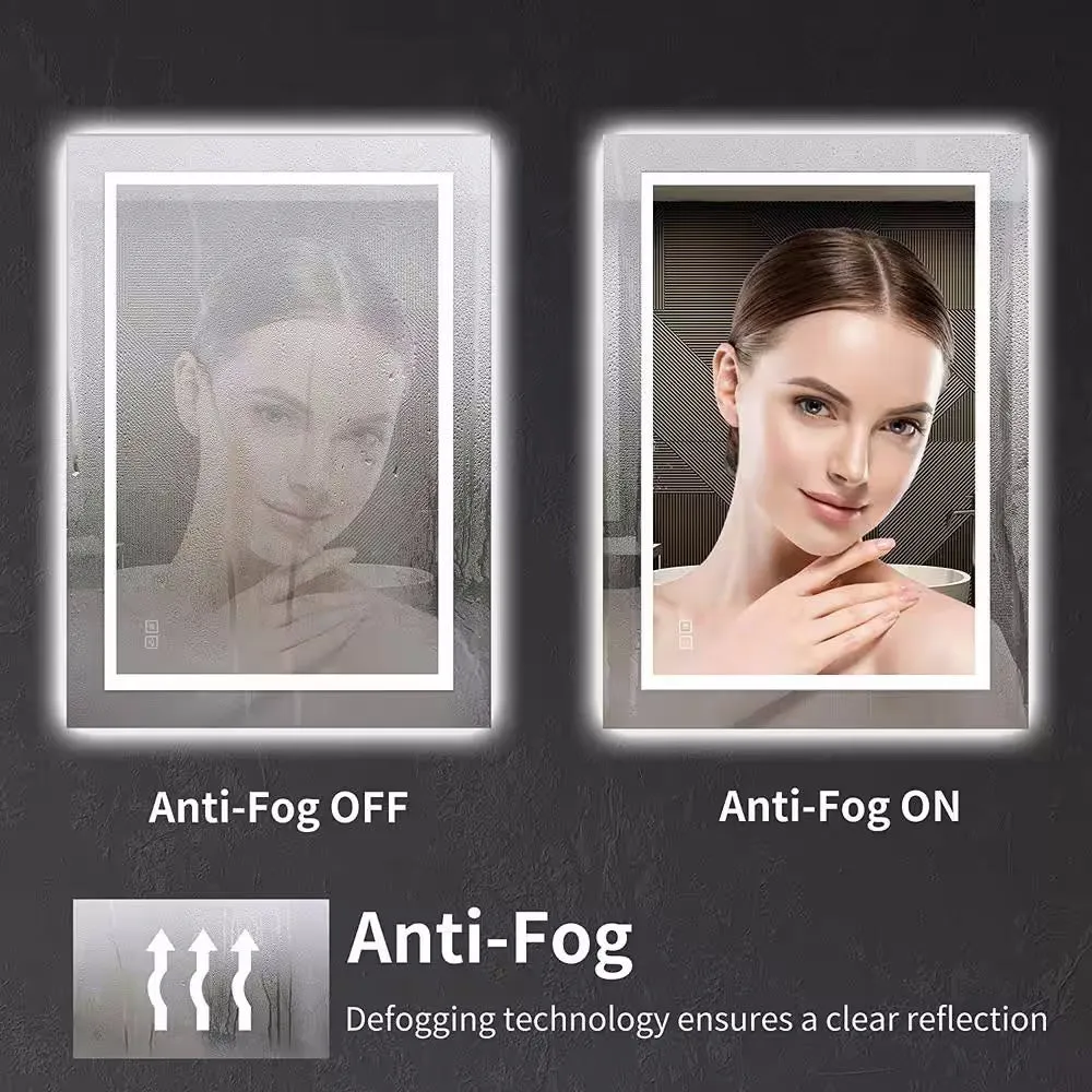24 in. W x 32 in. H LED Rectangular Frameless Anti-Fog Bathroom Mirror Front & Backlit