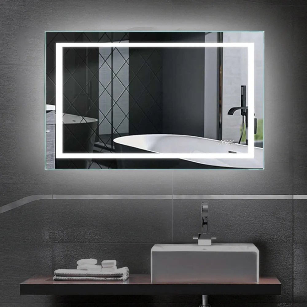 24 in. W x 32 in. H LED Rectangular Frameless Anti-Fog Bathroom Mirror Front & Backlit