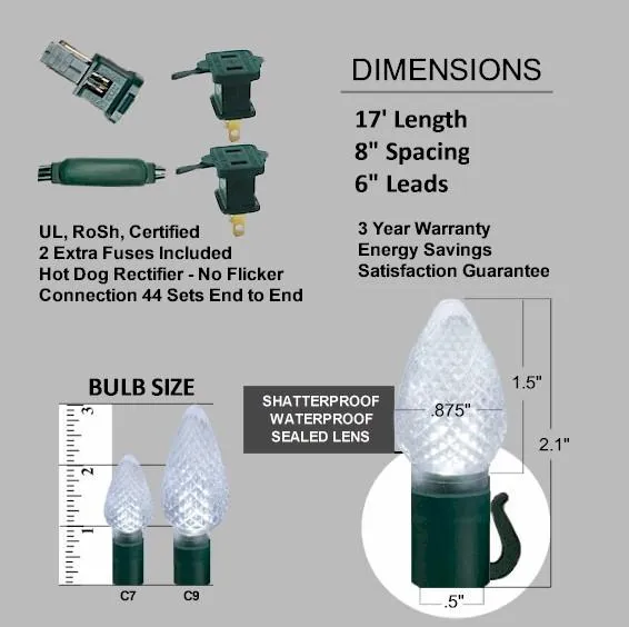 25 Green LED C7 - Premium - LED Christmas Lights