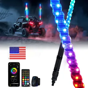 2Pcs RGB LED Whip Lights with Spring Mount