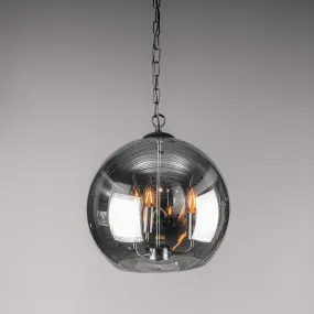 3 Light Smoked Glass Black And Chrome Ball Pendant