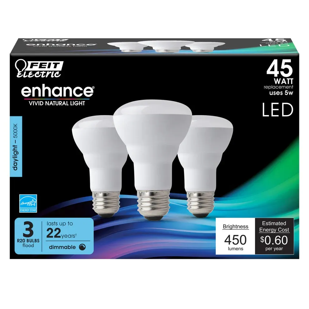 3-Pack 45W R20 Enhance Reflector LED Light Bulbs R20DM/9