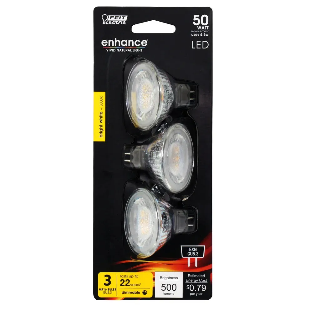3-Pack 50W MR16 Dimmable Enhance Reflector LED Light Bulbs BPEXN