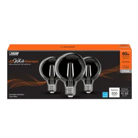 3-Pack 60W LED White Filament Globe Light Bulbs G2560927CAWFIL3