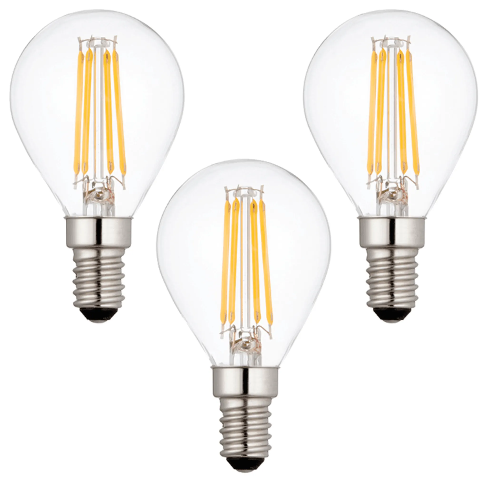 3 x E14 LED Filament Bulbs Dimmable 4W (40W Equivalent)