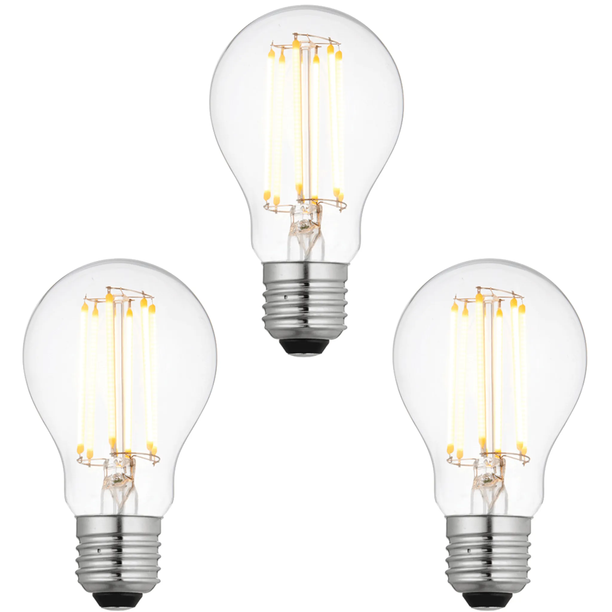 3 x E27 LED Dimmable Filament 6W Bulbs (40W Equivalent)