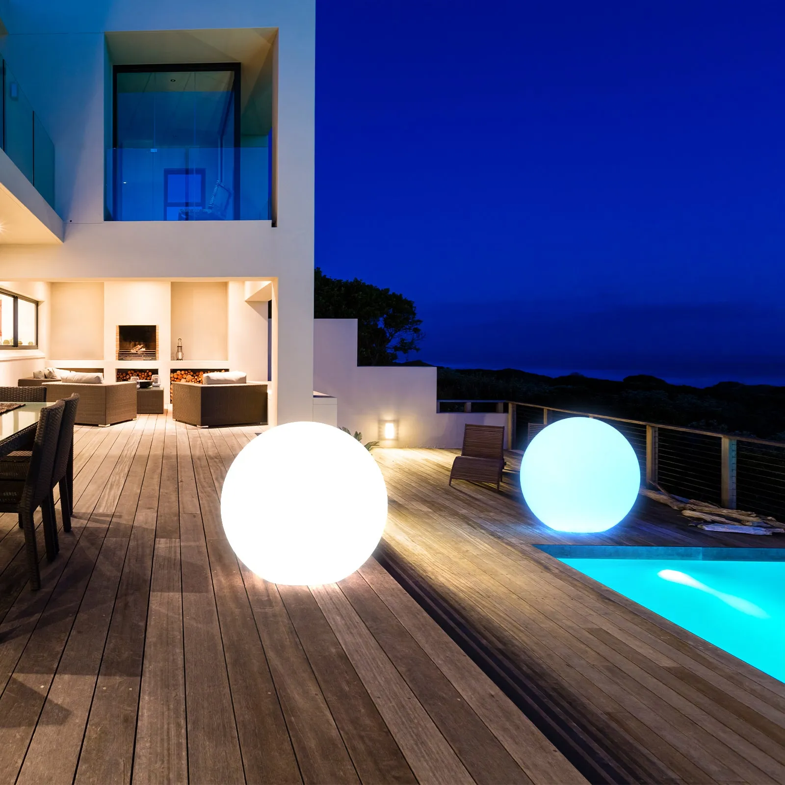 30cm Outdoor Fullmoon RGB LED Ball Light Solar & AC Adaptor Charging IP65