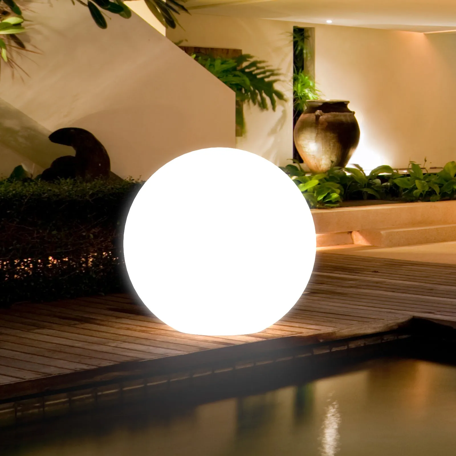30cm Outdoor Fullmoon RGB LED Ball Light Solar & AC Adaptor Charging IP65