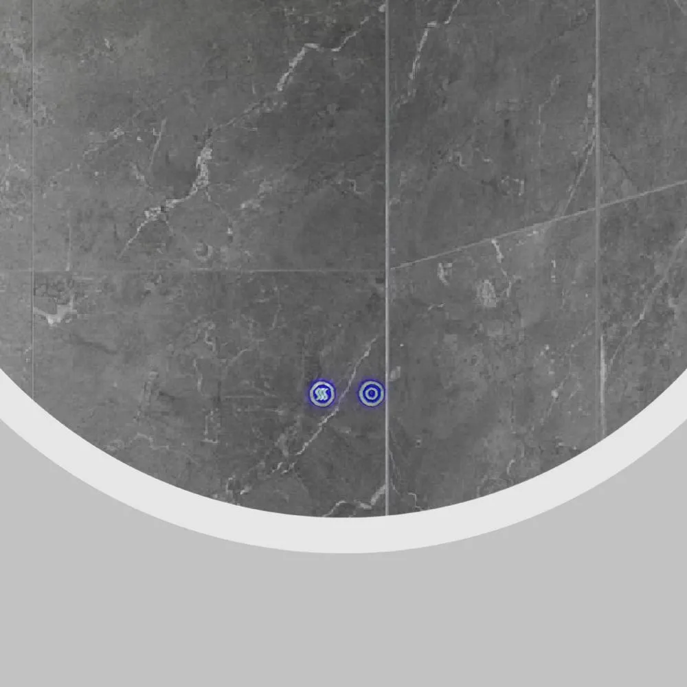 32 x 32 Inch Round Frameless LED Illuminated Bathroom Mirror, Touch Button Defogger, Metal, Silver By The Urban Port