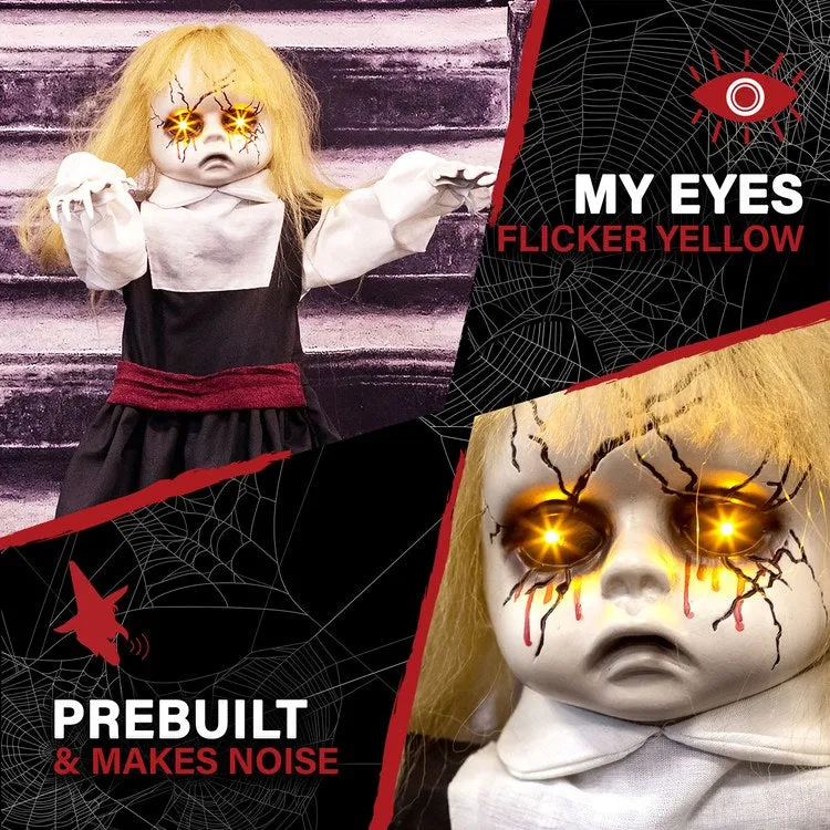 34" Betty Boo the Giggling Zombie Girl with Lights and Sound Indoor/Covered Battery-Operated Halloween Decoration