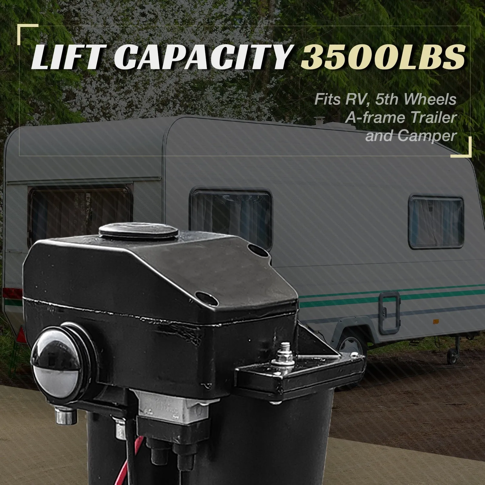 3500 lbs Electric Trailer Jack, 12V DC, 27" Lift, with Drop Leg,