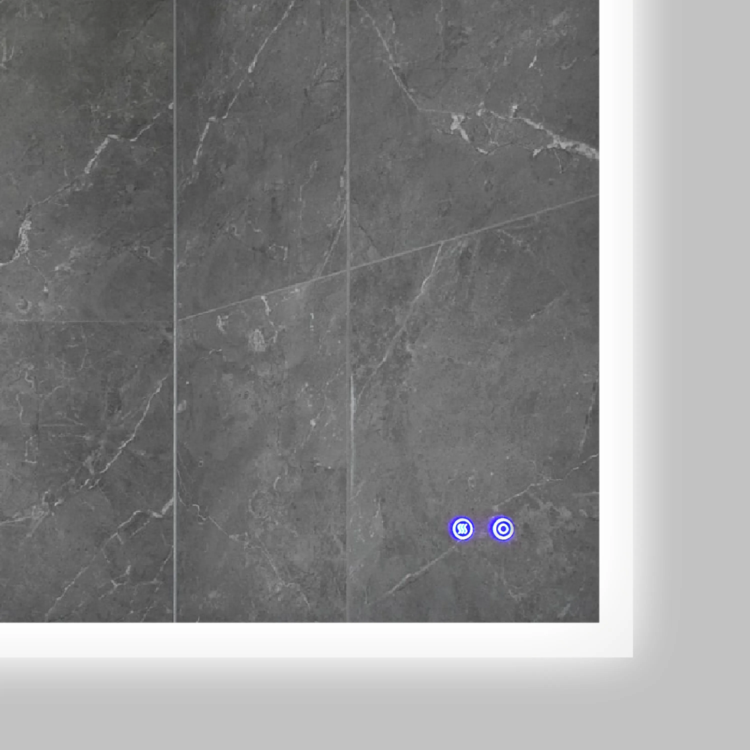 36 x 36 Inch Frameless LED Illuminated Bathroom Wall Mirror, Touch Button Defogger, Square, Silver