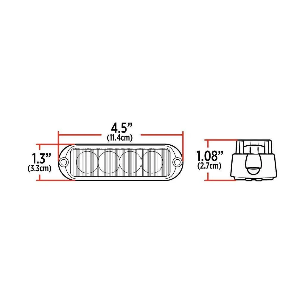 4 Color LED Class 1 Low Profile Warning Strobe with 36 Flash Patterns (4 Diodes) - Amber, White, Green & Blue