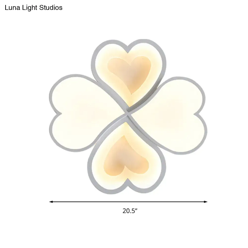 4-Heart Ceiling Light: Romantic LED Ceiling Mount for Hallway - White Acrylic & Metal
