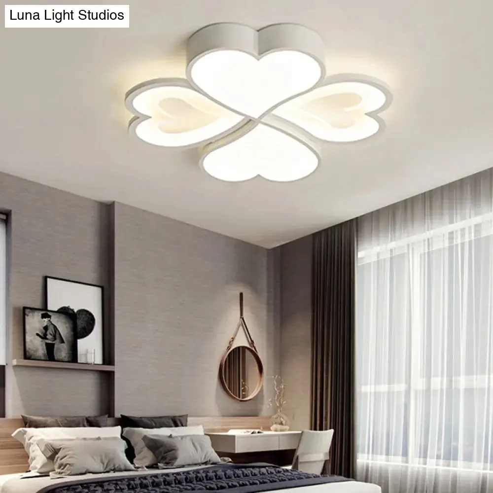 4-Heart Ceiling Light: Romantic LED Ceiling Mount for Hallway - White Acrylic & Metal