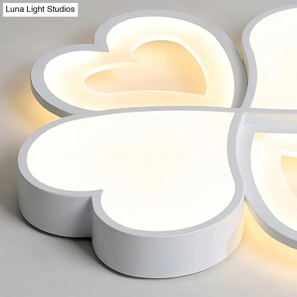 4-Heart Ceiling Light: Romantic LED Ceiling Mount for Hallway - White Acrylic & Metal