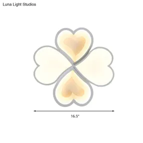 4-Heart Ceiling Light: Romantic LED Ceiling Mount for Hallway - White Acrylic & Metal