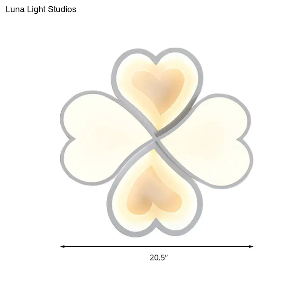 4-Heart Ceiling Light: Romantic LED Ceiling Mount for Hallway - White Acrylic & Metal