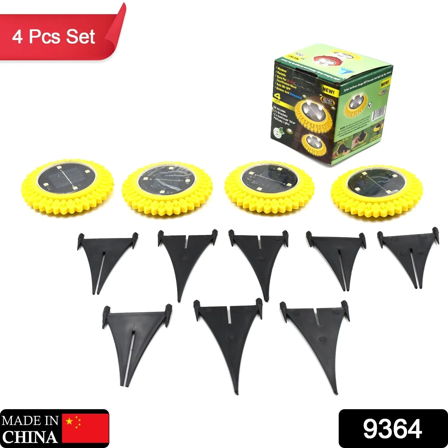 4 Pack Solar Ground Lights, LED Solar Powered Disk Lights Outdoor Waterproof Garden Landscape Lighting for Yard Deck Lawn Pathway Walkway Balcony Decoration
