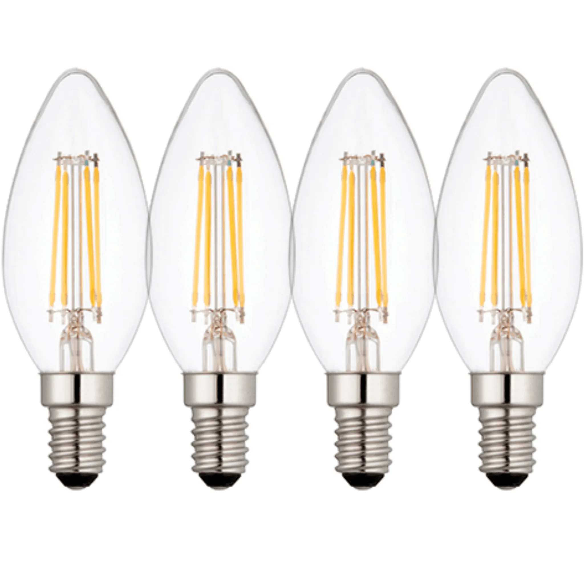 4 X E14 LED Dimmable Candle Filament Bulbs 4W (25W Equivalent)