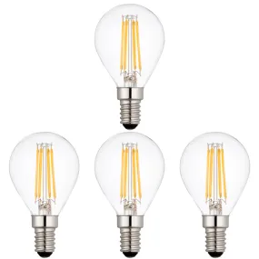 4 x E14 LED Filament Bulbs Dimmable 4W (40W Equivalent)
