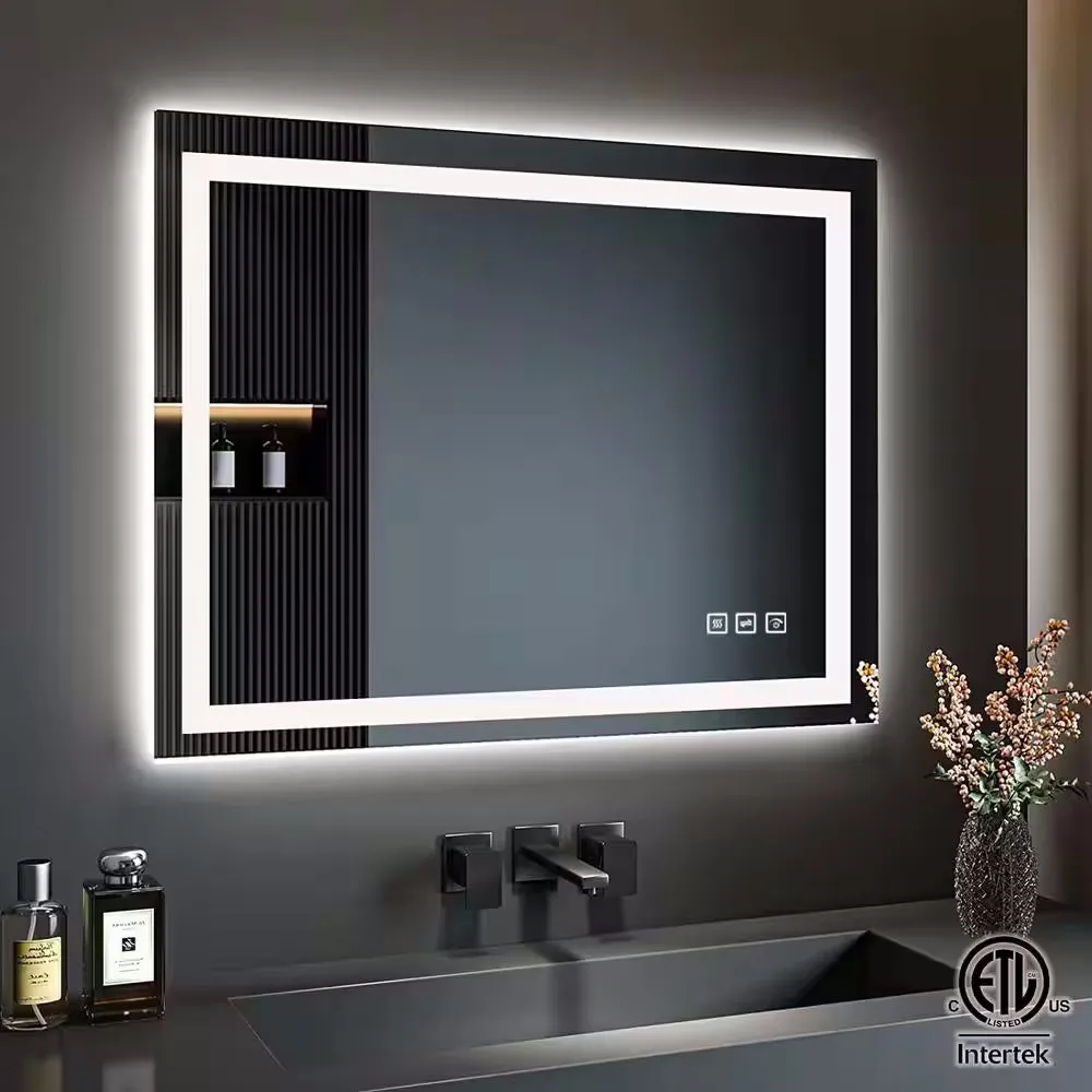 40 in. W x 32 in. H LED Large Rectangular Frameless Anti-Fog Bathroom Mirror Front & Backlit