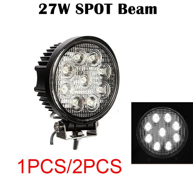 5 Inch 27W Round LED Work Light Bar Spot Flood Offroad Driving