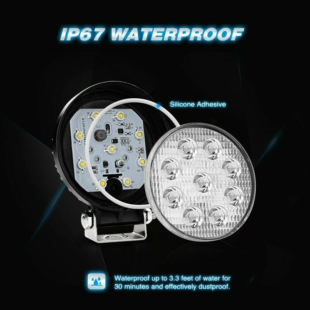 5 Inch 27W Round LED Work Light Bar Spot Flood Offroad Driving