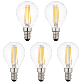 5 x E14 LED Filament Bulbs Dimmable 4W (40W Equivalent)