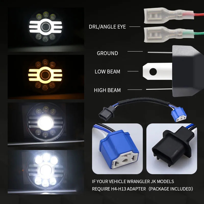 500 W 30000LM 7 inch LED Yellow and White Halo Angel Eye