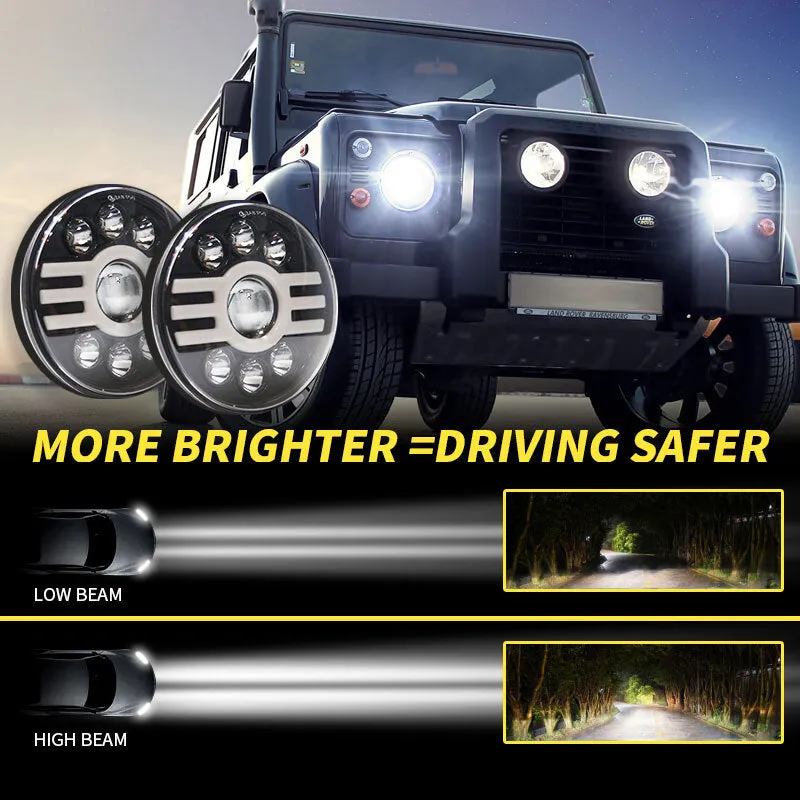 500 W 30000LM 7 inch LED Yellow and White Halo Angel Eye