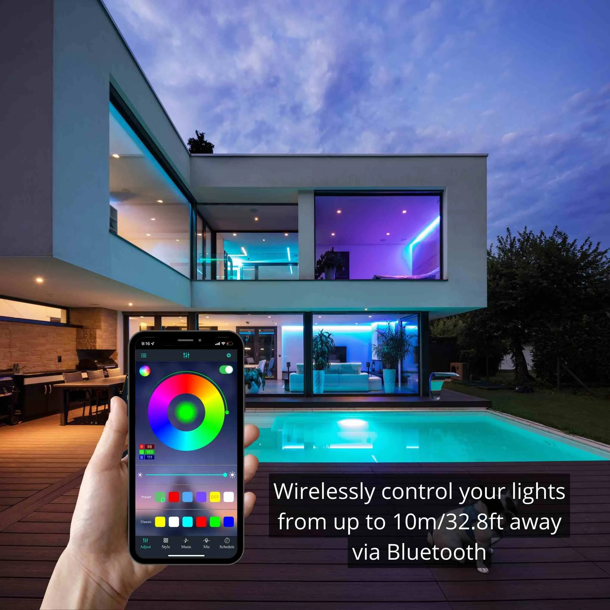 5050 RGB LED Strip with Bluetooth (32.8ft)