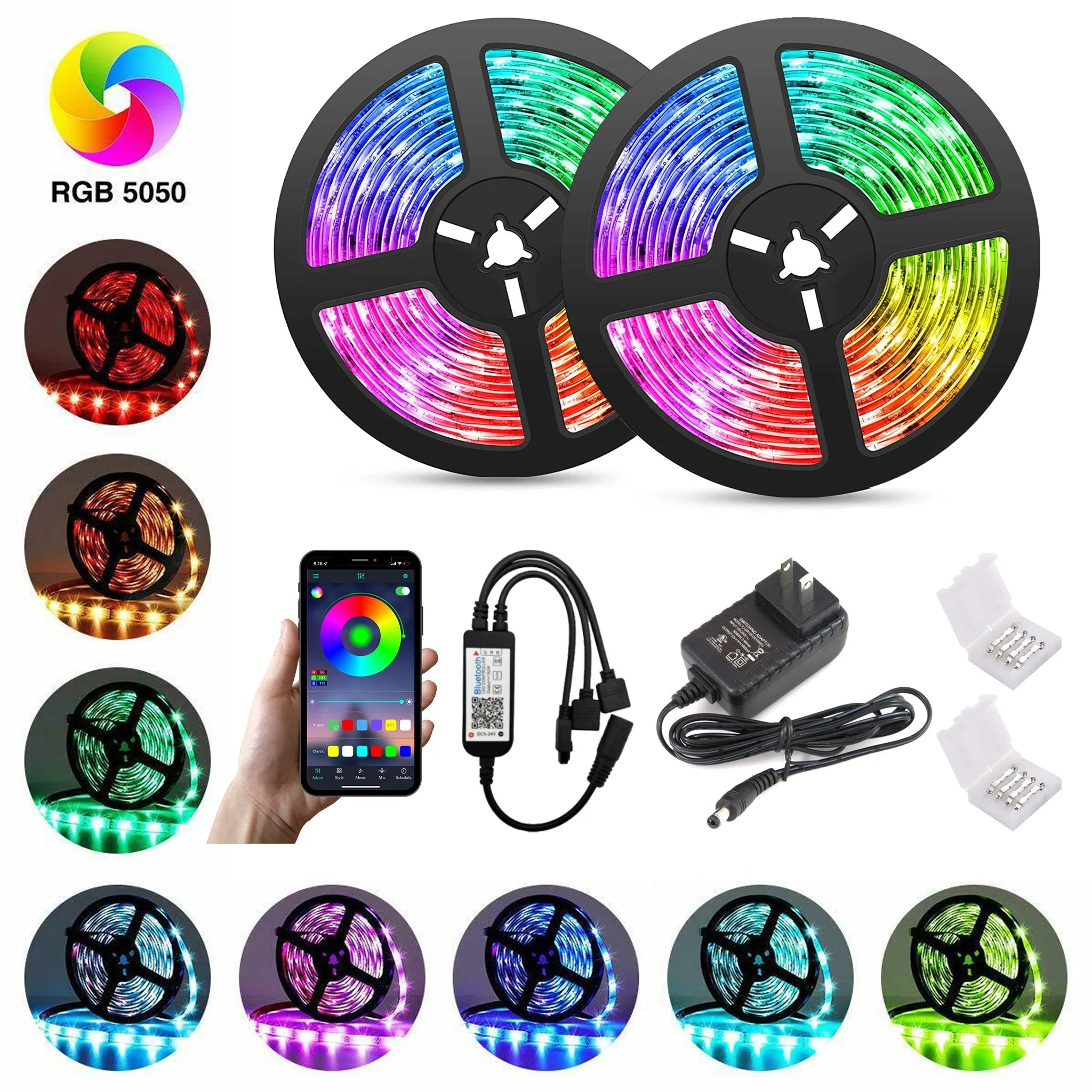 5050 RGB LED Strip with Bluetooth (32.8ft)