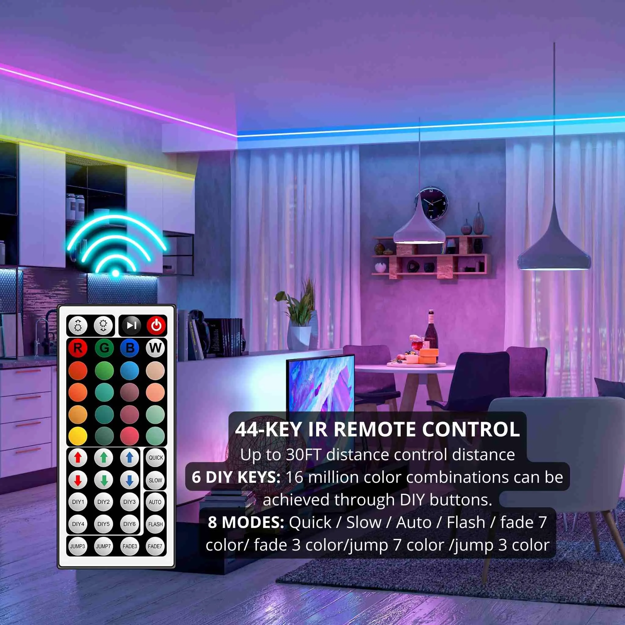 5050 RGB LED Strip with IR Remote Control (16.4ft)