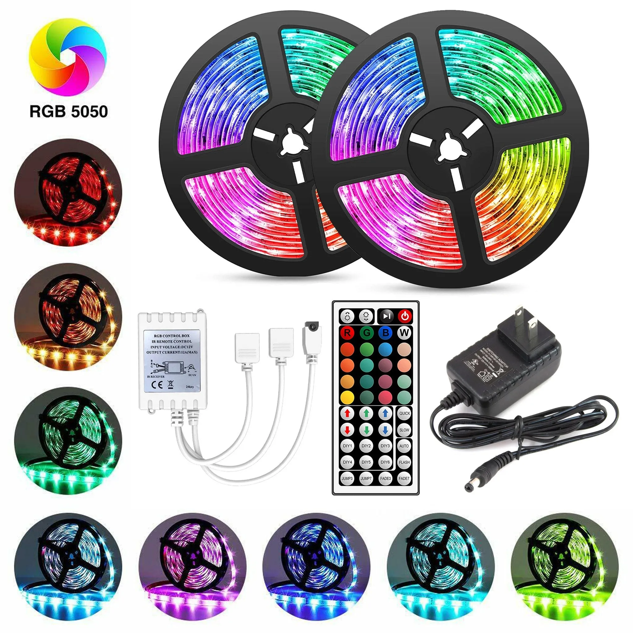 5050 RGB LED Strip with IR Remote Control (32.8ft)