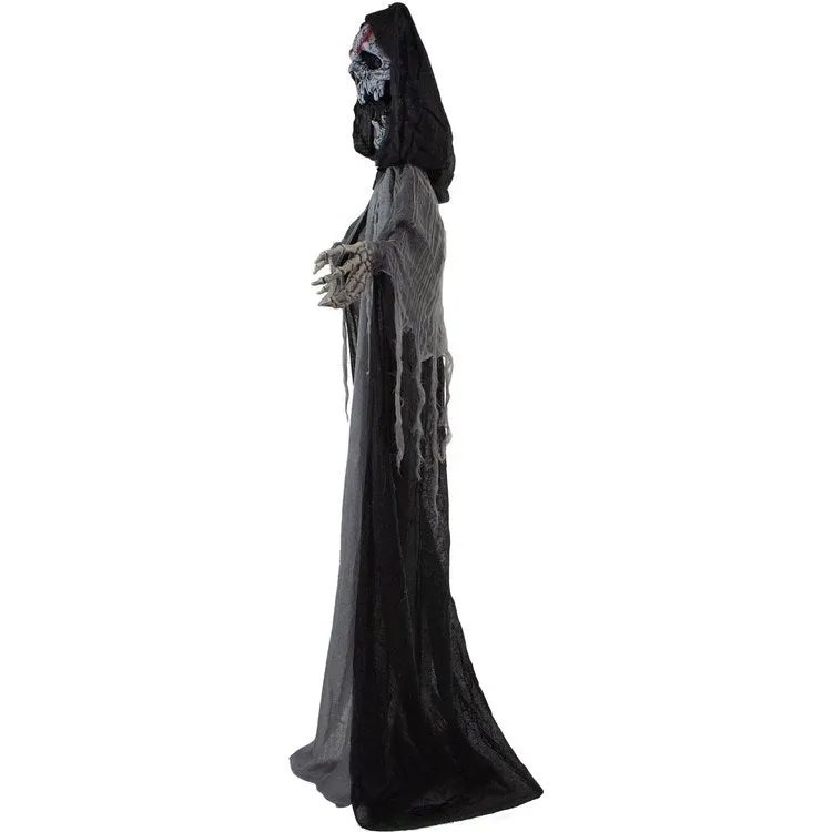 6' Crab the Animated Skeleton Reaper with Moving Rib Cage Indoor/Covered Battery-Operated Halloween Decoration