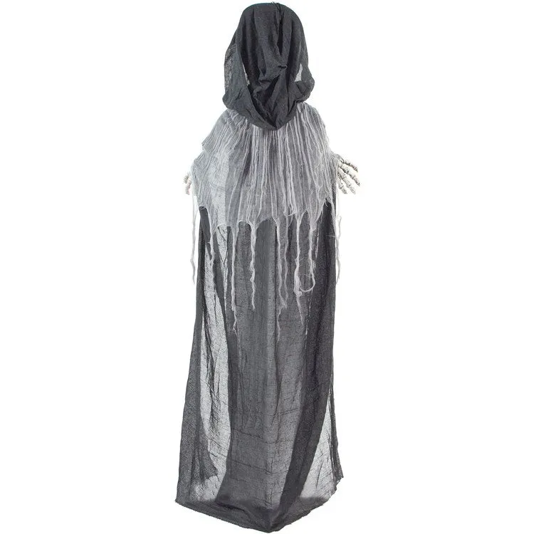 6' Crab the Animated Skeleton Reaper with Moving Rib Cage Indoor/Covered Battery-Operated Halloween Decoration
