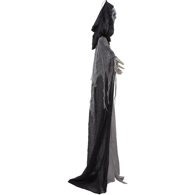 6' Crab the Animated Skeleton Reaper with Moving Rib Cage Indoor/Covered Battery-Operated Halloween Decoration