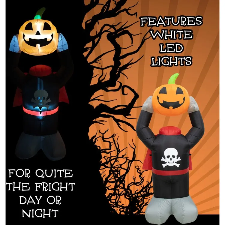 6' Inflatable Headless Pumpkin Head with Arm Motion and Lights