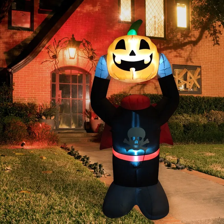 6' Inflatable Headless Pumpkin Head with Arm Motion and Lights