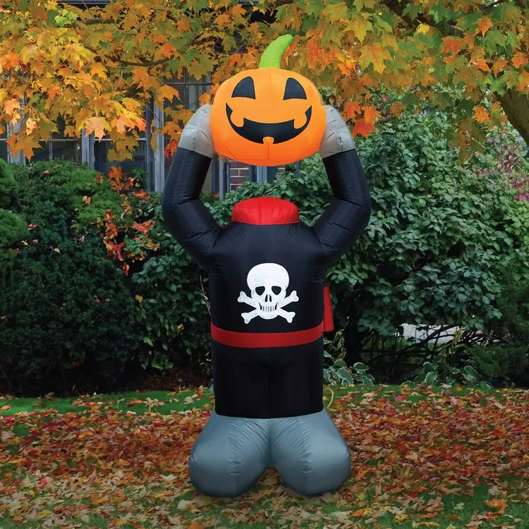 6' Inflatable Headless Pumpkin Head with Arm Motion and Lights